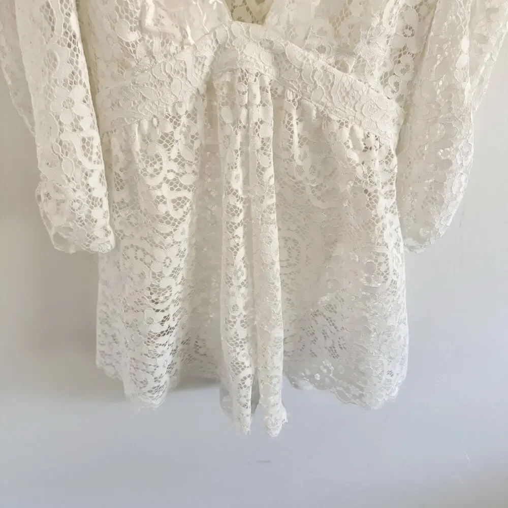 NEW For Love and Lemons White Santo Lace Romper XXS - Picture 3 of 7
